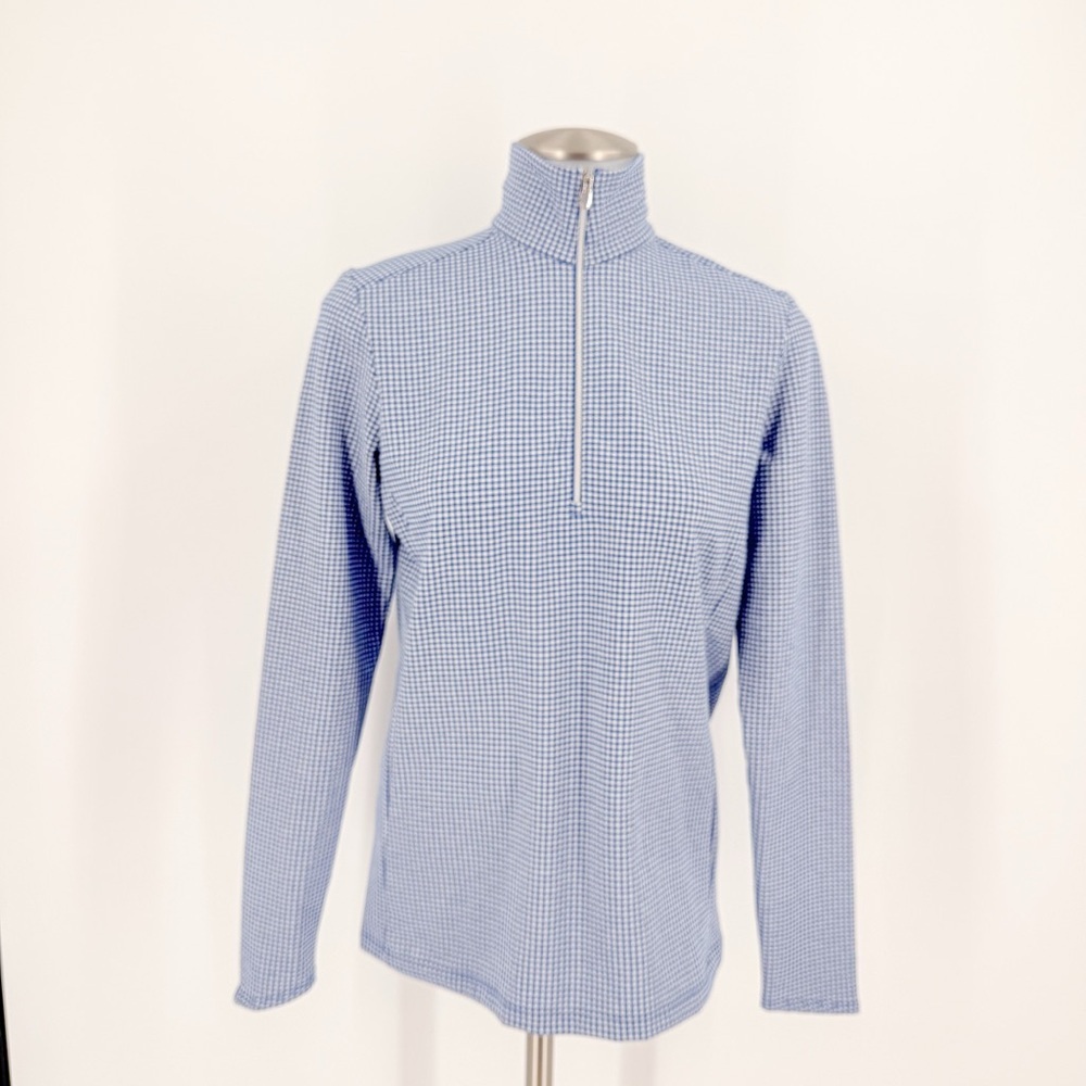 Ralph Lauren Blue Checkered Quarter-Zip Top